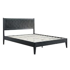 Solid Wood Platform Bed, Headboard & Footboard, No Box Spring, Ebony Oak, King