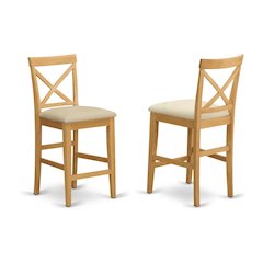Solid Wood X-Back Counter Stools Set of 2 with Microfiber Seat