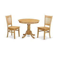 Solid Wood Round Small Kitchen Table & Chairs 3-Piece Dining Set