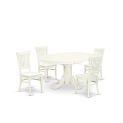 Oval Dining Table 5-Piece Set, Butterfly Leaf & Mid-Century Chairs