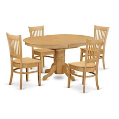 Solid Wood Dining Table & Chairs 5-Piece Set with Leaf