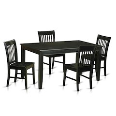 Solid Wood Dining Table & Chairs 5-Piece Set for Kitchen/Dining, Black