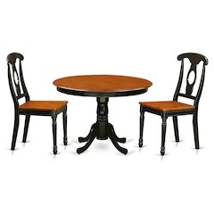Small Round Solid Wood Kitchen Table & Chairs 3-Piece Dining Set