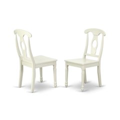 White Dining Chair, Wooden Seat, High Back, Set of 2, Solid Wood