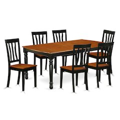 Wood Extendable Dining Table & Chairs 7-Piece Set, Black & Cherry