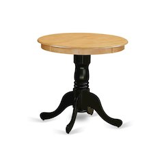 Pedestal Dining Table, Round, Oak and Black Finish, Solid Wood
