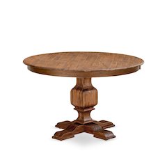 Rustic Round Dining Table, Antique Walnut Finish, Wood, 48 Inch