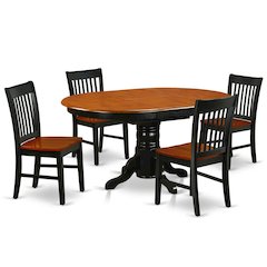 5 Piece Dining Set, Butterfly Leaf Table, 4 Wood Chairs, Black Cherry