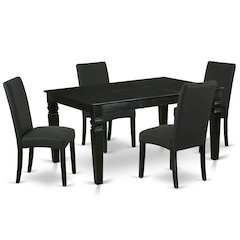 Elegant Black Dining Room Table Set – Kitchen Table and Chairs for 4