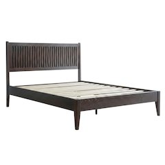Solid Wood Platform Bed, Headboard & Footboard, No Box Spring, Dark Roast, Queen