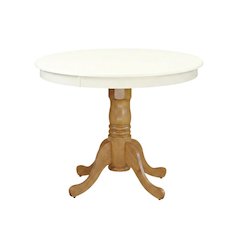 Linen White Oak Round Pedestal Dining Table, Seats 4