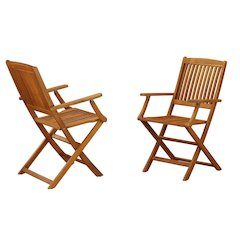 Wooden Patio Chair Set of 2 - Oil Finish, Durable and Comfortable Seating