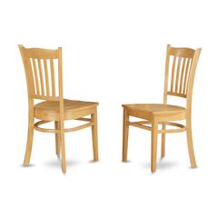 Kitchen Dining Chairs - Slat Back Wooden Seat Chairs, Set of 2, Oak