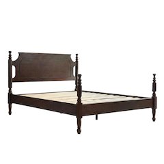 Solid Wood Platform Bed with Headboard, Traditional Queen Size