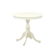 Linen White Round Pedestal Dining Table, Wood, Seats 4