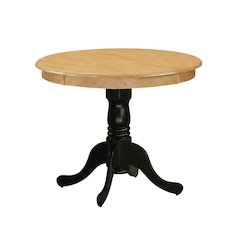 Oak Black Round Pedestal Dining Table, Traditional, Seats 4