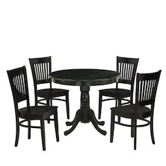 Black 5 Pc Breakfast Nook Table Set, Kitchen Table and Chairs for 4