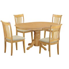 Oak Solid Wood 5 Pc Breakfast Nook Table Set, Chairs for Kitchen