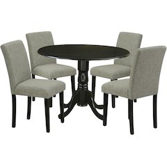 Black Round Dining Table Set for 4 – Kitchen Table Chairs Set of 4 Wood