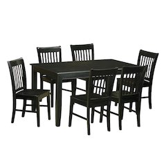 Solid Wood Black Kitchen Table and Chairs, 7 Piece Dining Set for 6