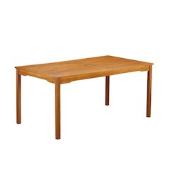Wooden Patio Set Oil-Finish Dining Table with Outdoor 6 Chairs