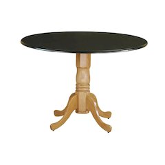 Black Drop Leaf Round Dining Table, Pedestal Base, Seats 4