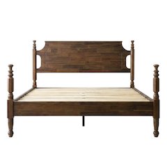 Solid Wood Platform Bed with Headboard, Traditional King Size