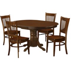 Solid Wood 5 Pc Dining Table Set with 4 Chairs, Brown Kitchen Seating