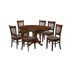 Solid Wood Dining Table Set for 6 with Chairs, 7 Pcs Kitchen Ensemble