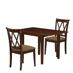 Solid Wood Small Dining Table for 2 with Chairs, Mahogany Brown Finish