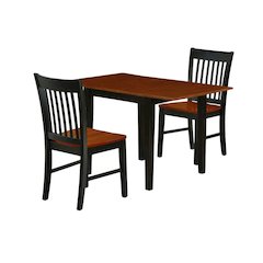Solid Wood 5 Piece Dining Table Set in Black & Cherry for 4 People