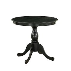 Black Round Pedestal Dining Table, Traditional Style, Seats 4