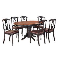 Black Oval Kitchen Table and Chairs, 7 Pc Dining Table Set for 6