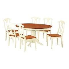 Oval Dining Table Set for 6, Kitchen Table Chairs Set of 7 Pcs in White