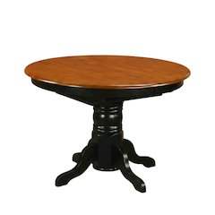 Black Oval Pedestal Table, Butterfly Leaf, Traditional, Seats 6