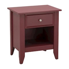 Burgundy Wooden Night Stand with Single Drawer and Stable Design
