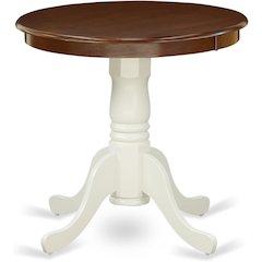 Pedestal Dining Table, Round, Mahogany White Finish, Solid Wood