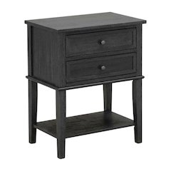 Black Wood Nightstand with 2 Drawers for Bedroom, Sturdy and Stylish