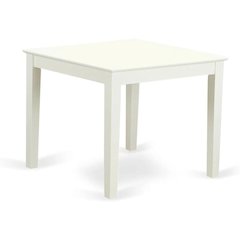 Square Dining Table, Linen White Finish, Solid Wood, Farmhouse Style