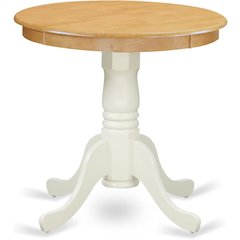 Pedestal Dining Table, Round, Oak White Finish, Solid Wood