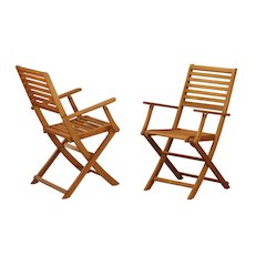 Wooden Patio Chair Set of 2, Oil-Finish, Durable Outdoor Seating