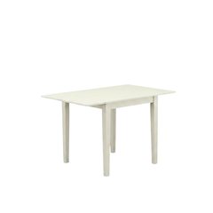 Linen White Drop Leaf Rectangular Table, Mid-Century Modern