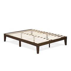 Queen Platform Bed Frame with 4 Legs and 2 Extra Center Legs - Walnut Finish