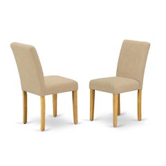 Upholstered Parsons Dining Chair with Padded Seat for Kitchen Table, Oak, Set of 2