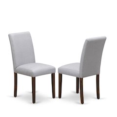 Solid Wood Linen-Upholstered Modern Dining Chair for Dining Room, Set of 2