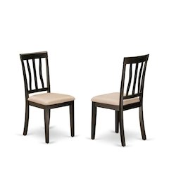 Linen Wood Kitchen Dining Chairs, Traditional Style, Cappuccino, Set of 2