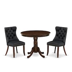 3 Piece Kitchen Table & Chairs Set Consists of a Round Dining Table
