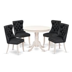 5 Piece Kitchen Set Contains a Round Dining Table with Pedestal