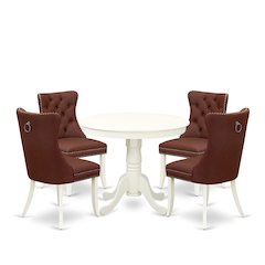 5 Piece Kitchen Table Set for Small Spaces Contains a Round Dining Table