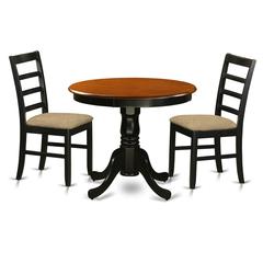 ANPF3-BLK-C Dining furniture set - 3 Pcs with 2 Linen Chairs in Black and Cherry